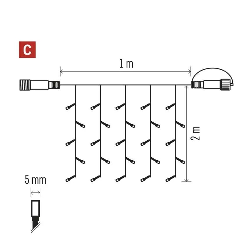 Zewnętrzny świąteczny łańcuch LED 100xLED/1x2m IP44 ciepła biała