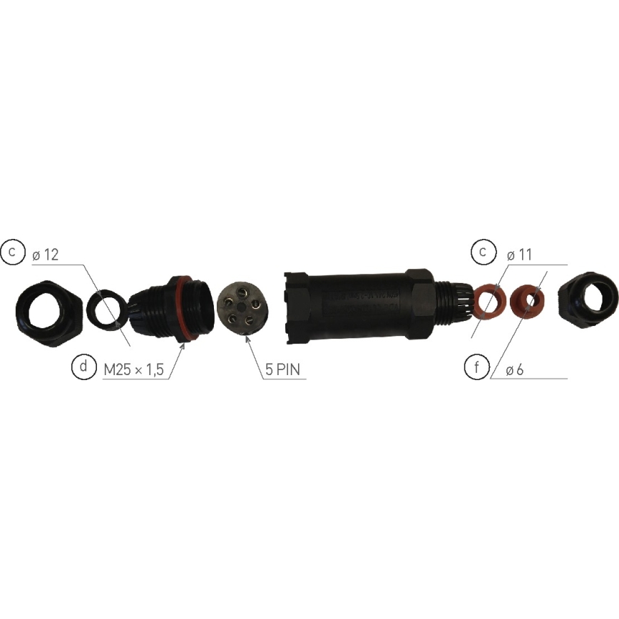 Złączka kablowa CSJ 250V/16A IP68 5x1,5 mm²