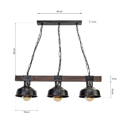 Żrandol na łańcuchu FARO 3xE27/60W/230V