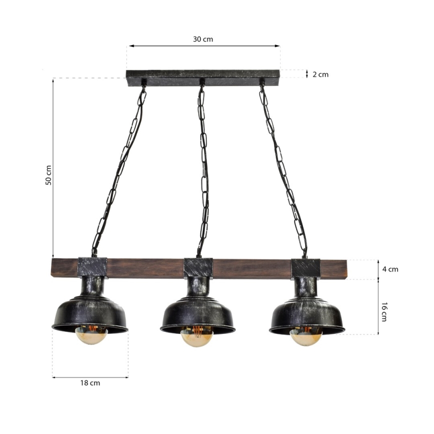 Żrandol na łańcuchu FARO 3xE27/60W/230V