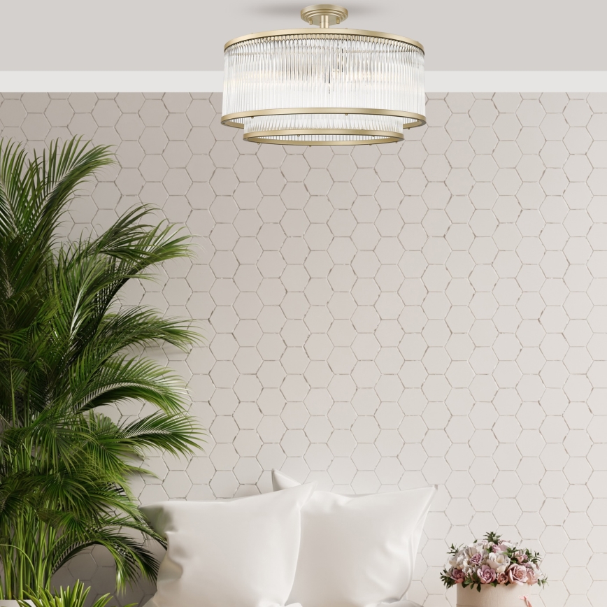 Zuma Line - Przysufitowy żyrandol 6xE14/60W/230V mosiądz