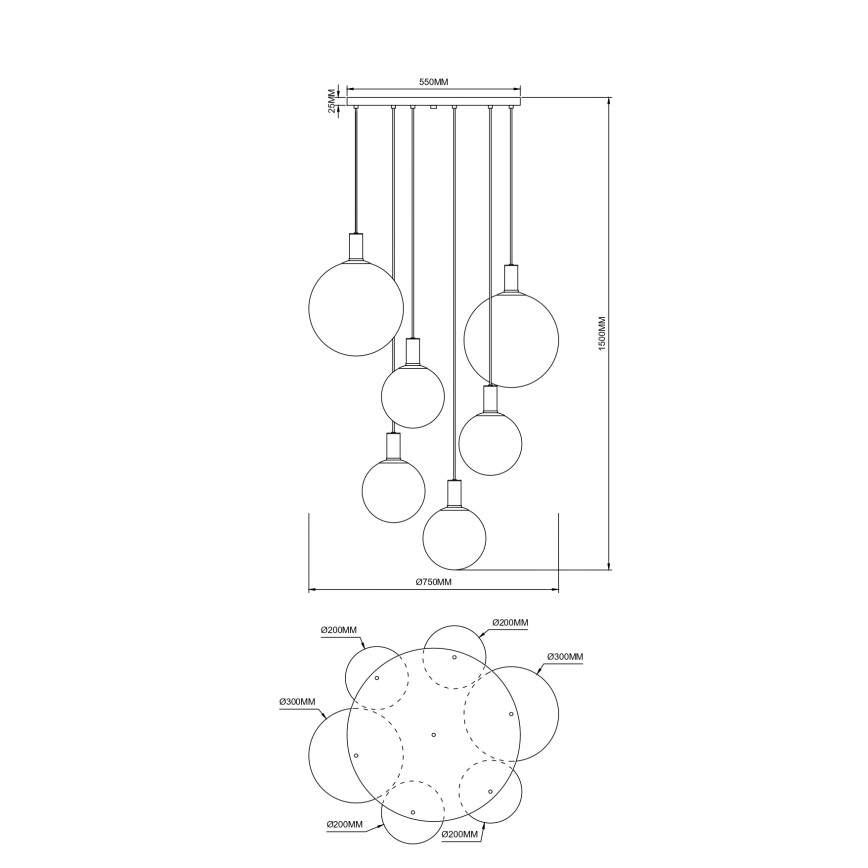 Zuma Line - Żyrandol na linkach 6xE27/25W/230V śr. 75 cm złoty/czarny