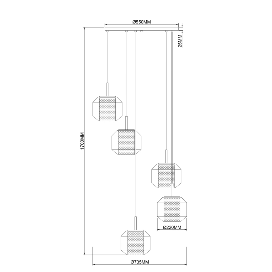 Zuma Line - Żyrandol na lince 5xE27/25W/230V śr. 73 cm złoty/czarny