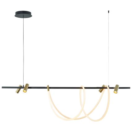 Zuma Line - Regulowany żyrandol LED na linkach LED/60W + LED/7,5W/230V 2700-6000K czarny/złoty + pilot zdalnego sterowania