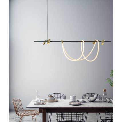 Zuma Line - Regulowany żyrandol LED na linkach LED/60W + LED/7,5W/230V 2700-6000K czarny/złoty + pilot zdalnego sterowania