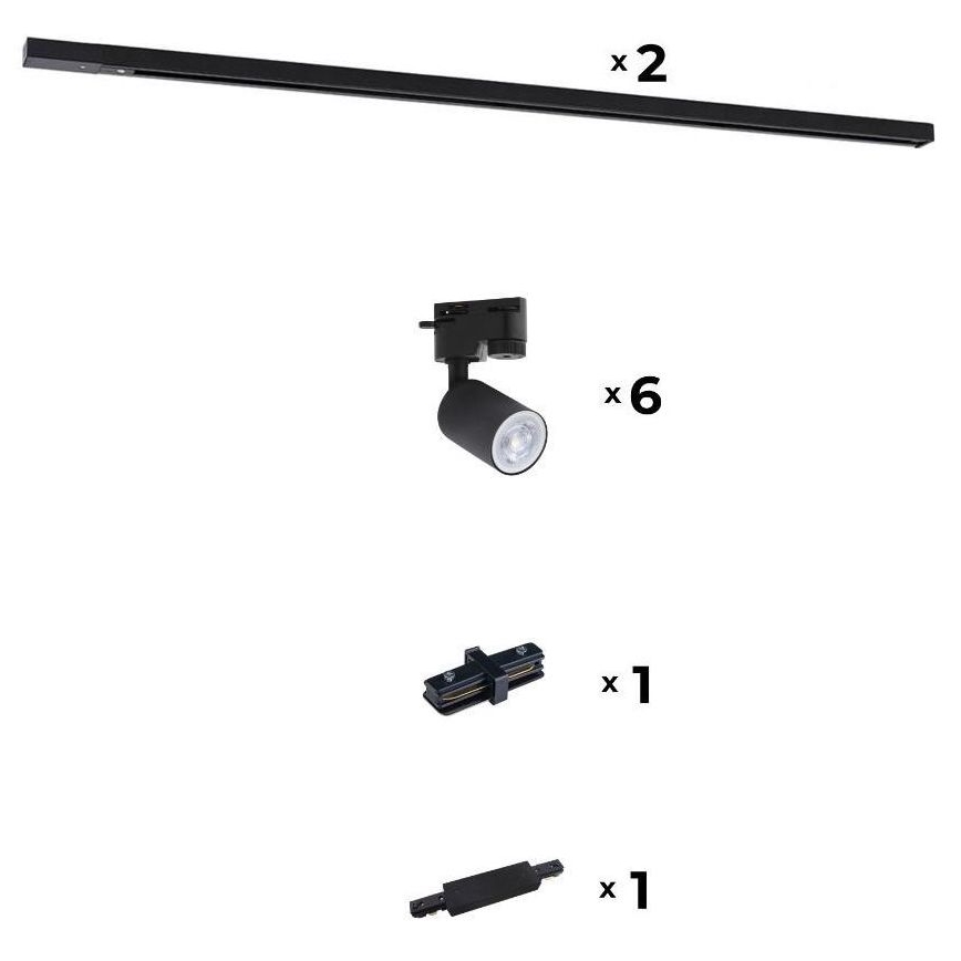 Zuma Line - Oświetlenie punktowe do systemu szynowego 6xGU10/10W/230V czarne + akcesoria do szyn