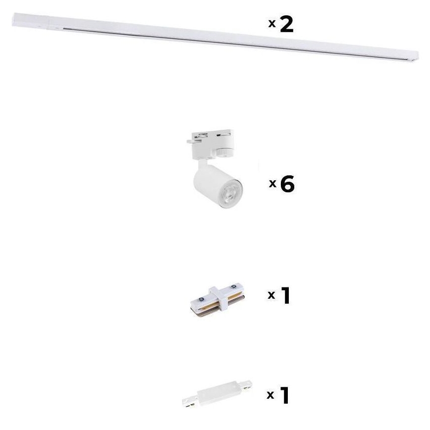 Zuma Line - Oświetlenie punktowe do systemu szynowego 6xGU10/10W/230V białe + akcesoria do szyn