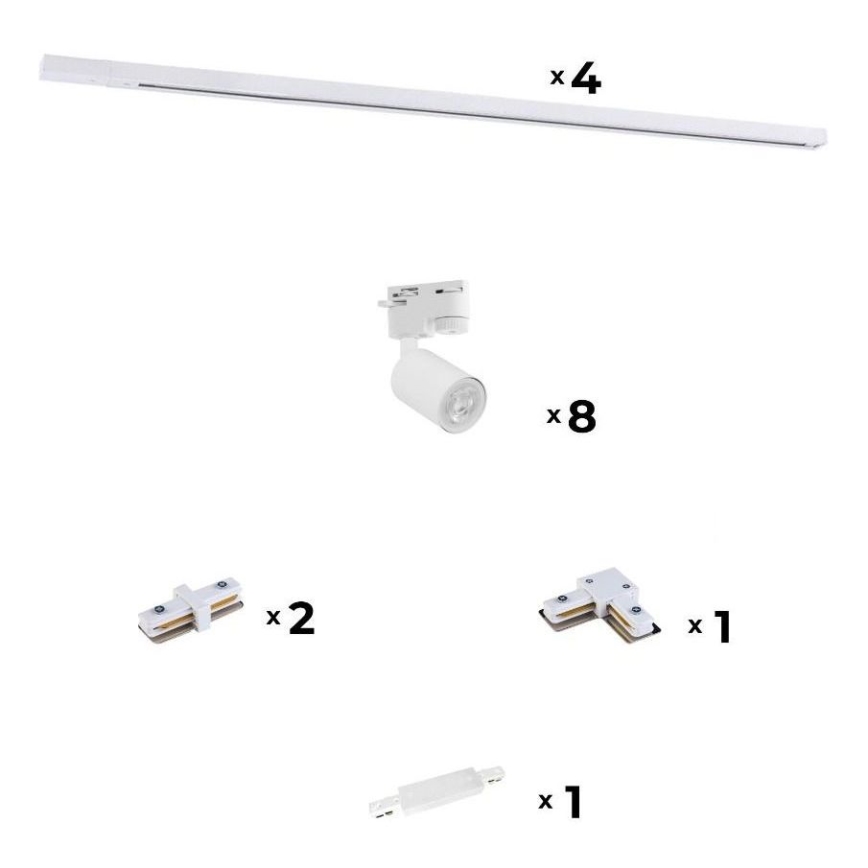 Zuma Line - Oświetlenie punktowe do systemu szynowego 8xGU10/10W/230V białe + akcesoria do szyn