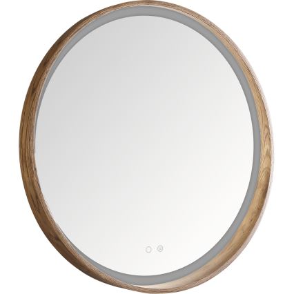 Zuma Line - Podgrzewane lustro łazienkowe ścienne z podświetleniem LED/36W/230V 3000/4000/6000K śr. 80 cm IP44 dąb
