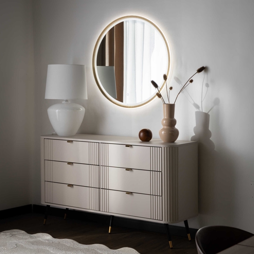 Zuma Line - Lustro łazienkowe naścienne z podświetleniem LED/36W/230V 3000/4000/6000K śr. 80 cm IP44 mosiądz