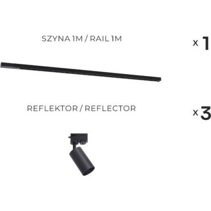 Zuma Line - Oprawa punktowa do systemu szynowego 3xGU10/35W/230V czarna