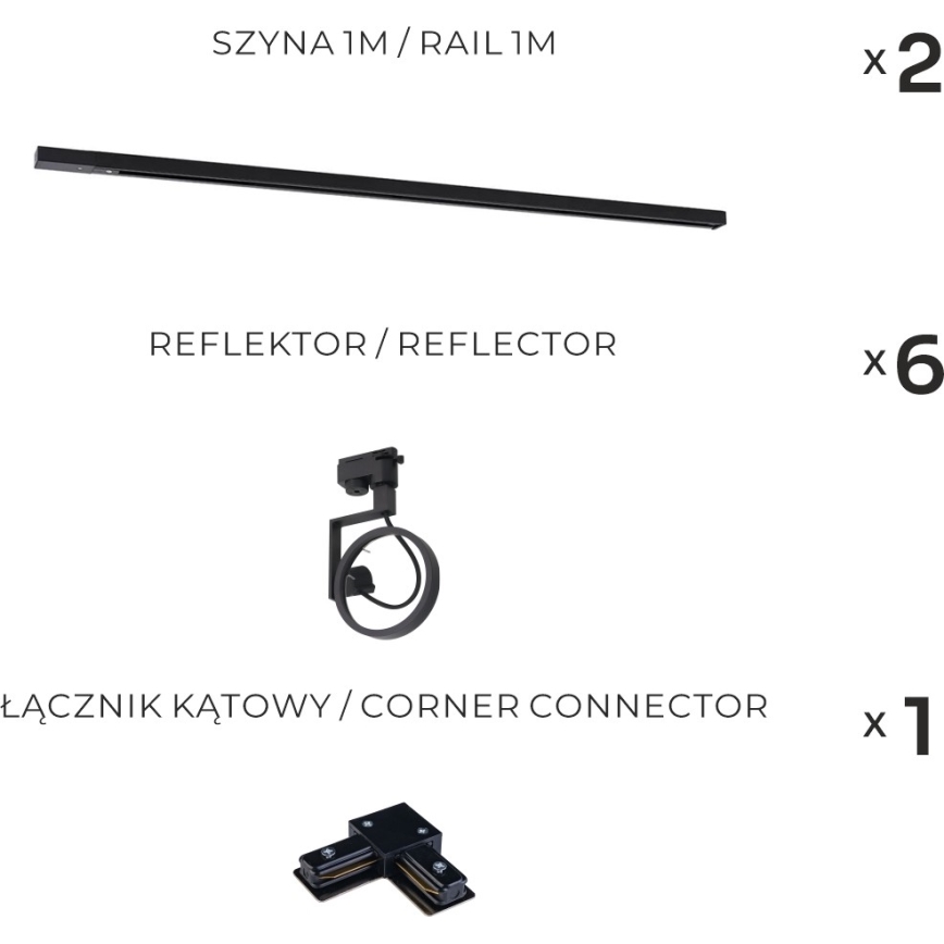 Zuma Line - Oprawa punktowa w systemie szynowym 6xGU10/15W/230V czarna