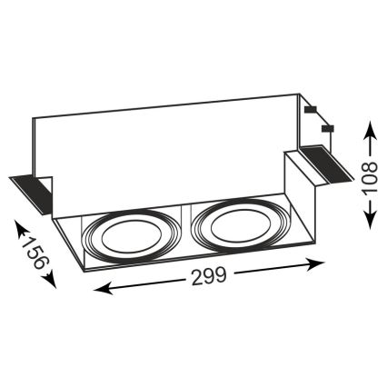 Zuma Line - Oprawa wpuszczana 2xGU10-AR111/15W/230V biała