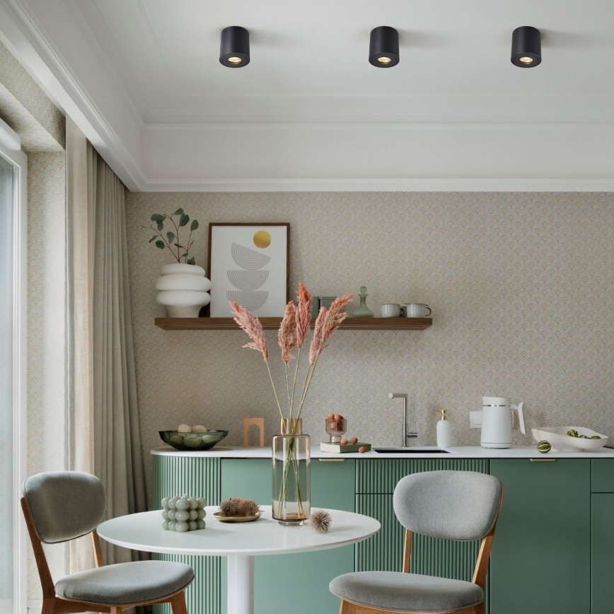 Zuma Line - LED RGBW ściemnialna oprawa punktowa do łazienki 1xGU10/6W/230V IP44 czarna + pilot zdalnego sterowania