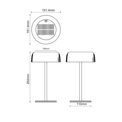 Zuma Line - LED Ściemnialna solární akumulatorowa Lampa stołowa LED/2,5W/2000 mAh IP44 czarny