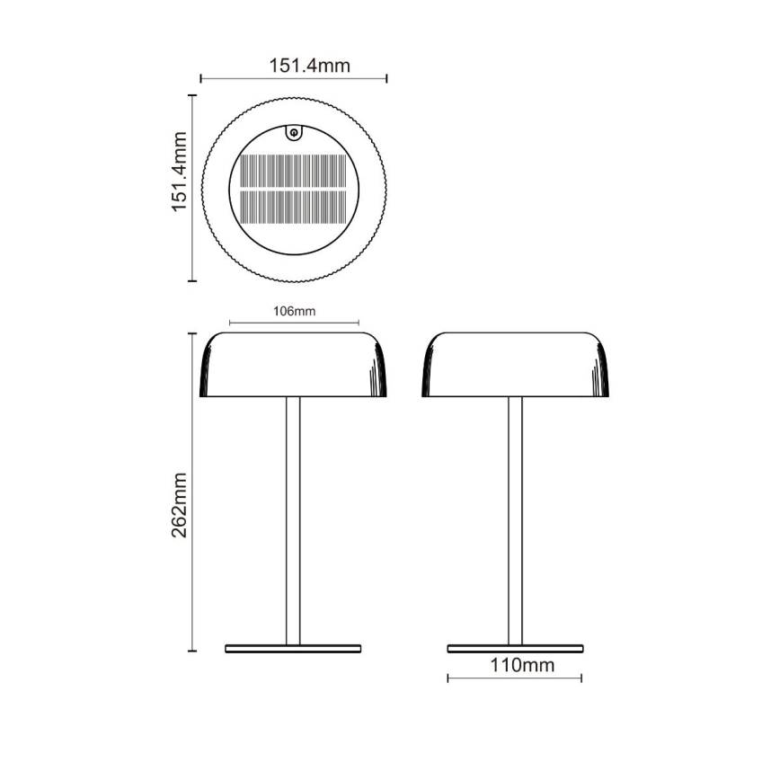 Zuma Line - LED Ściemnialna solární akumulatorowa Lampa stołowa LED/2,5W/2000 mAh IP44 czarny