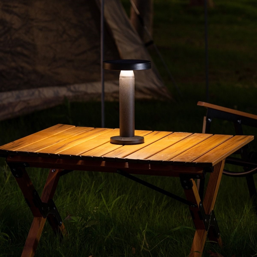 Zuma Line - LED Ściemnialna akumulatorowa lampa stołowa solarna LED/2W/2000 mAh IP44 czarny