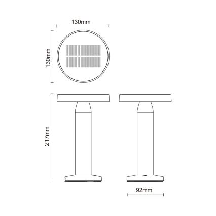 Zuma Line - LED Ściemnialna akumulatorowa lampa stołowa solarna LED/2W/2000 mAh IP44 czarny