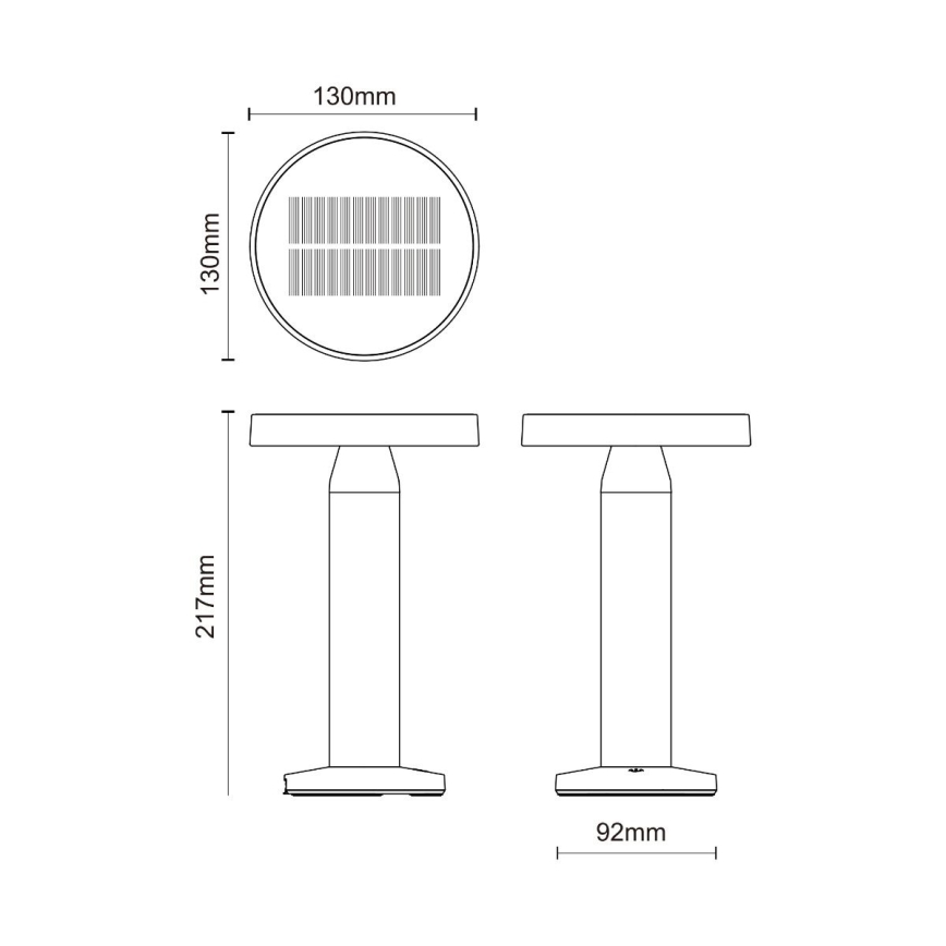 Zuma Line - LED Ściemnialna akumulatorowa lampa stołowa solarna LED/2W/2000 mAh IP44 czarny