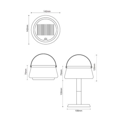 Zuma Line - LED Ściemnialna solární akumulatorowa Lampa stołowa LED/2,2W/2000 mAh IP44 czarny