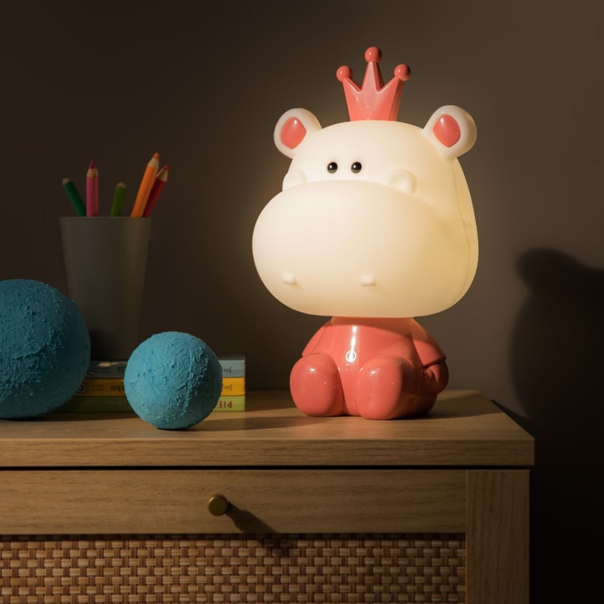 Zuma Line - LED Ściemniana dotykowa lampa stołowa dla dzieci LED/3W/230V hipopotamróżowy