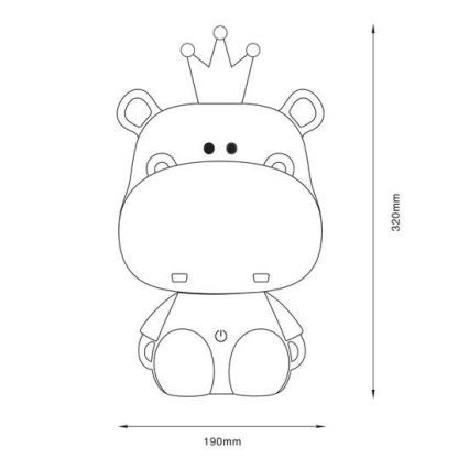 Zuma Line - LED Ściemniana dotykowa lampa stołowa dla dzieci LED/3W/230V hipopotamróżowy