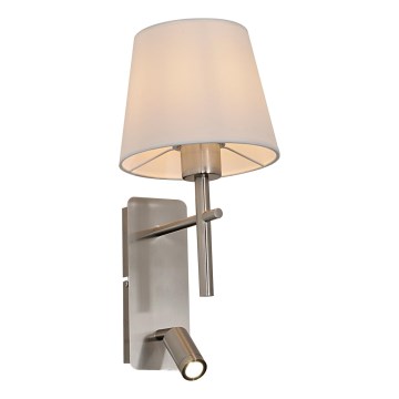 Zuma Line - LED Kinkiet 1xE27/40W/230V + LED/2,5W matowy chrom/biały