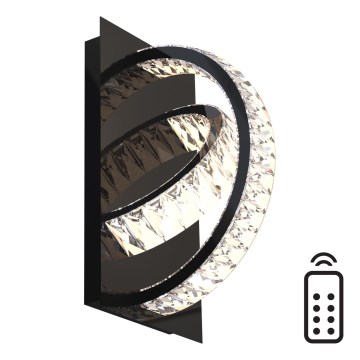 Zuma Line - LED Ściemnialna kryształowa lampa ścienna LED/18W/230V 2700-6000K czarna + pilot do zdalnego sterowania