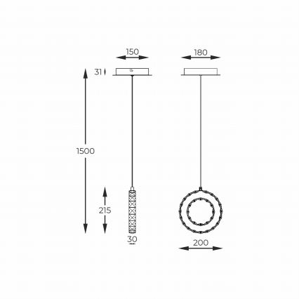 Zuma Line - ściemnialna lampa wisząca LED na linkach LED/10W/230V złota