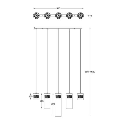 Zuma Line - Kryształowy żyrandol na lince 5xG9/28W/230V