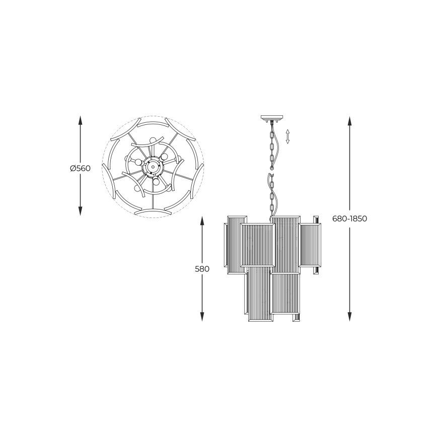 Zuma Line - Żyrandol na łańcuchu 8xE14/60W/230V chrom błyszczący