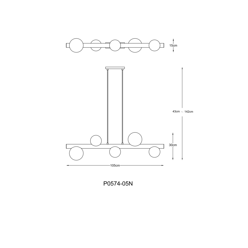 Zuma Line - Żyrandol na linkach 5xG9/33W/230V czarny
