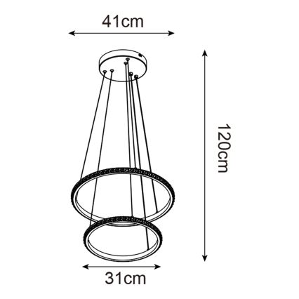 Zuma Line - LED Żyrandol na lince RIDE LED/22W/230V + LED/14W śr. 41 cm czarny