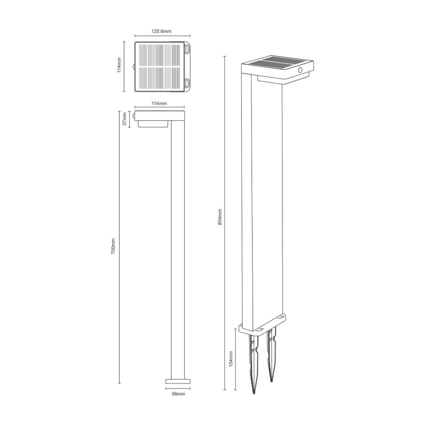 Zuma Line - LED Lampa solarna z czujnikiem ruchu i zmierzchu LED/4,5W/2000 mAh IP44 czarny