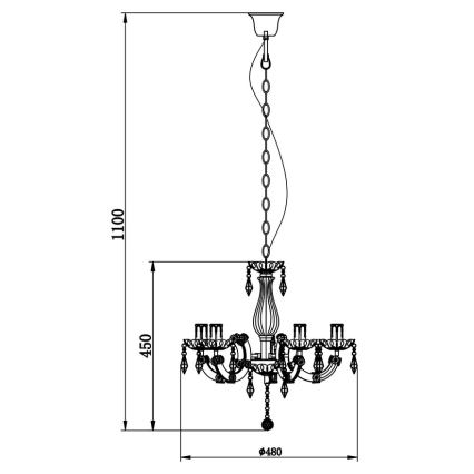 Zuma Line - Żyrandol na łańcuchu 5xE14/40W/230V czarny