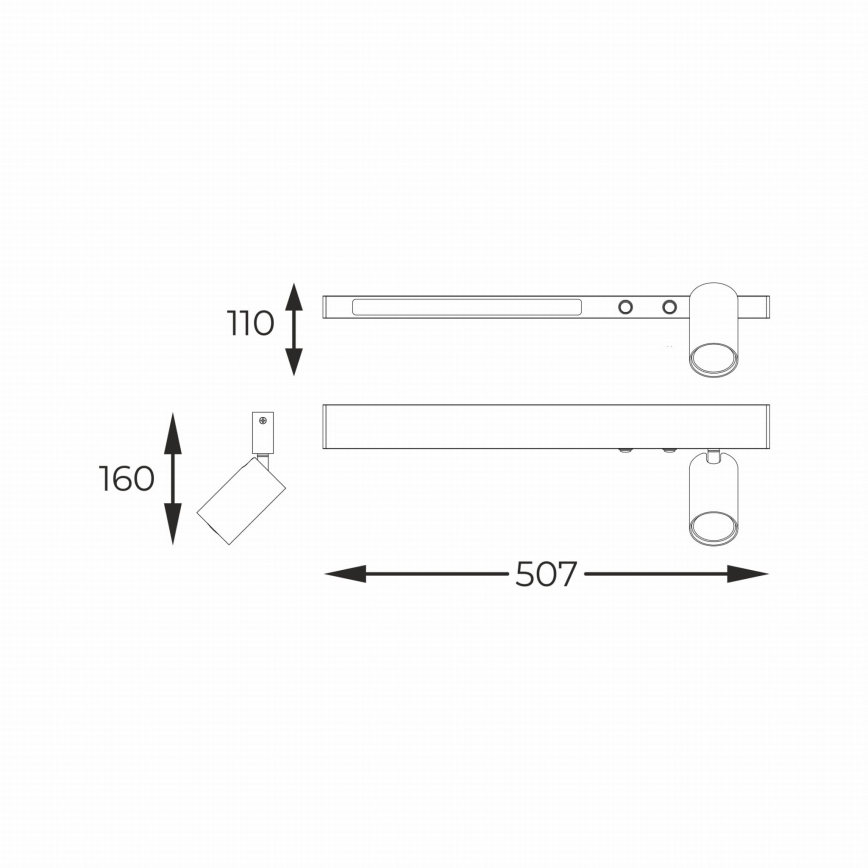 Zuma Line - LED Kinkiet punktowy 1xGU10/5W/230V + LED/8W czarny