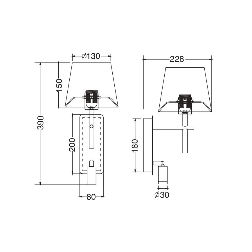 Zuma Line - Kinkiet LED 1xE27/40W/230V + LED/2,5W czarny/biały