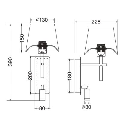Zuma Line - LED Kinkiet 1xE27/40W/230V + LED/2,5W matowy chrom/biały