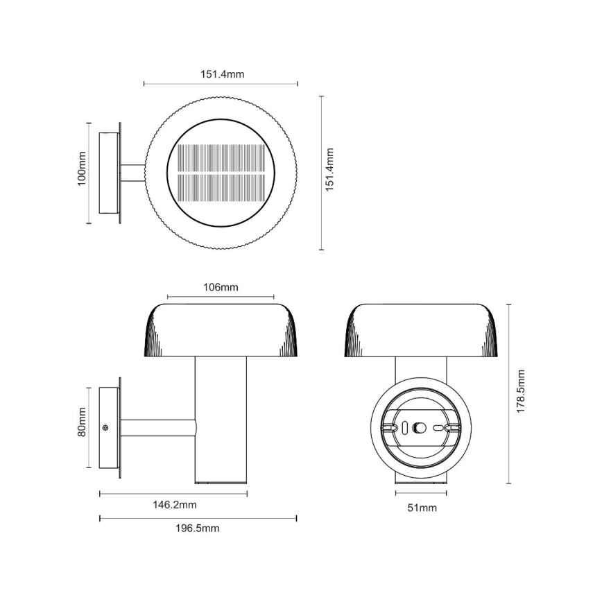 Zuma Line - LED Kinkiet solarny LED/2,5W/2000 mAh IP44 czarny