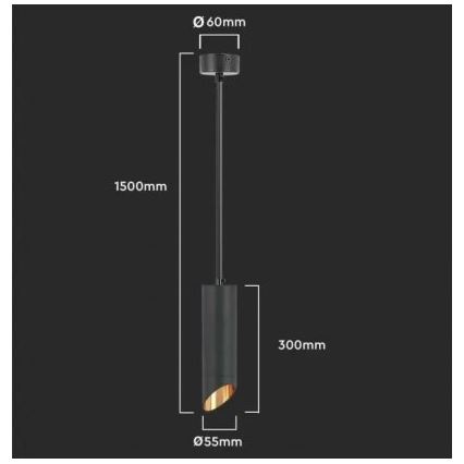 Żyrandol 1xGU10/35W/230V 30 cm czarny
