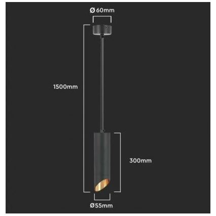 Żyrandol 1xGU10/35W/230V 30 cm czarny