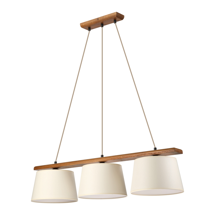 Żyrandol AIDA na lince 3xE27/15W/230V śr. 25 cm dąb/kremowy