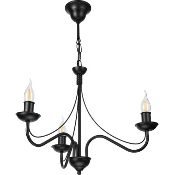 Żyrandol ANTON na łańcuchu 3xE14/15W/230V czarny