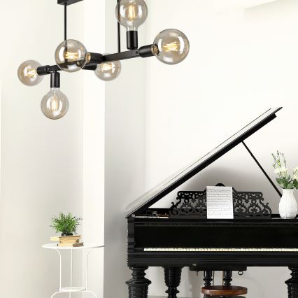Żyrandol ASTRID 6xE27/60W/230V czarny