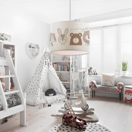 Žyrandol dziecięcy CANDY 1xE27/40W/230V biały/brązowy