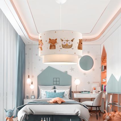 Žyrandol dziecięcy CANDY 1xE27/40W/230V biały/brązowy