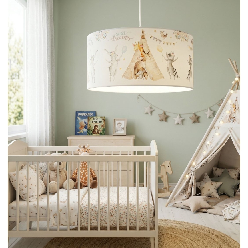 Żyrandol dziecięcy KIDS ROOM 1x E27/60W/230V, śr. 40 cm, ze zwierzątkami