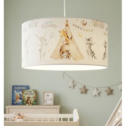 Żyrandol dziecięcy KIDS ROOM 1x E27/60W/230V, śr. 40 cm, ze zwierzątkami