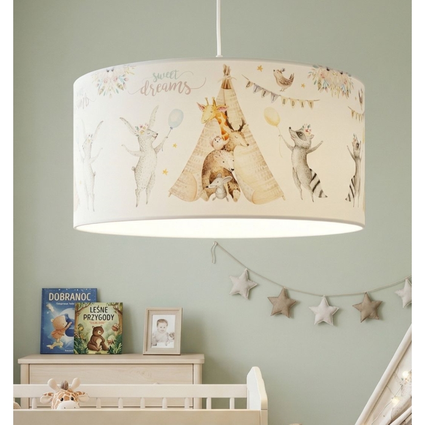 Żyrandol dziecięcy KIDS ROOM 1x E27/60W/230V, śr. 40 cm, ze zwierzątkami