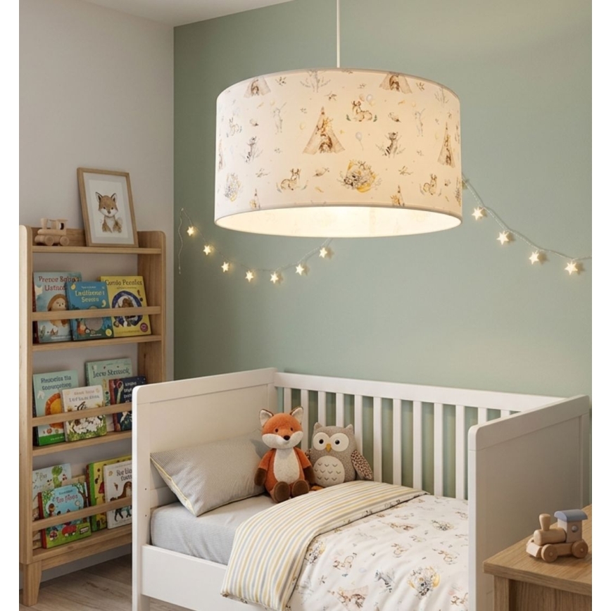 Żyrandol dziecięcy KIDS ROOM 1x E27/60W/230V, śr. 40 cm, ze zwierzątkami